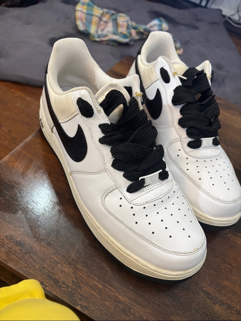 Nike White Sneaker Interior with Black Swoosh Tag Detail